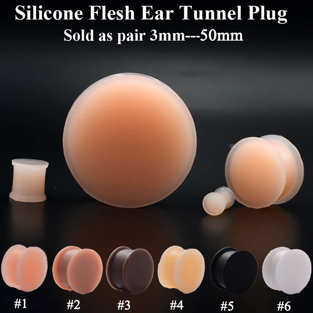 Body Jewelry Ear Gauges - 1 Pair Silicone Flexible Thick Ear