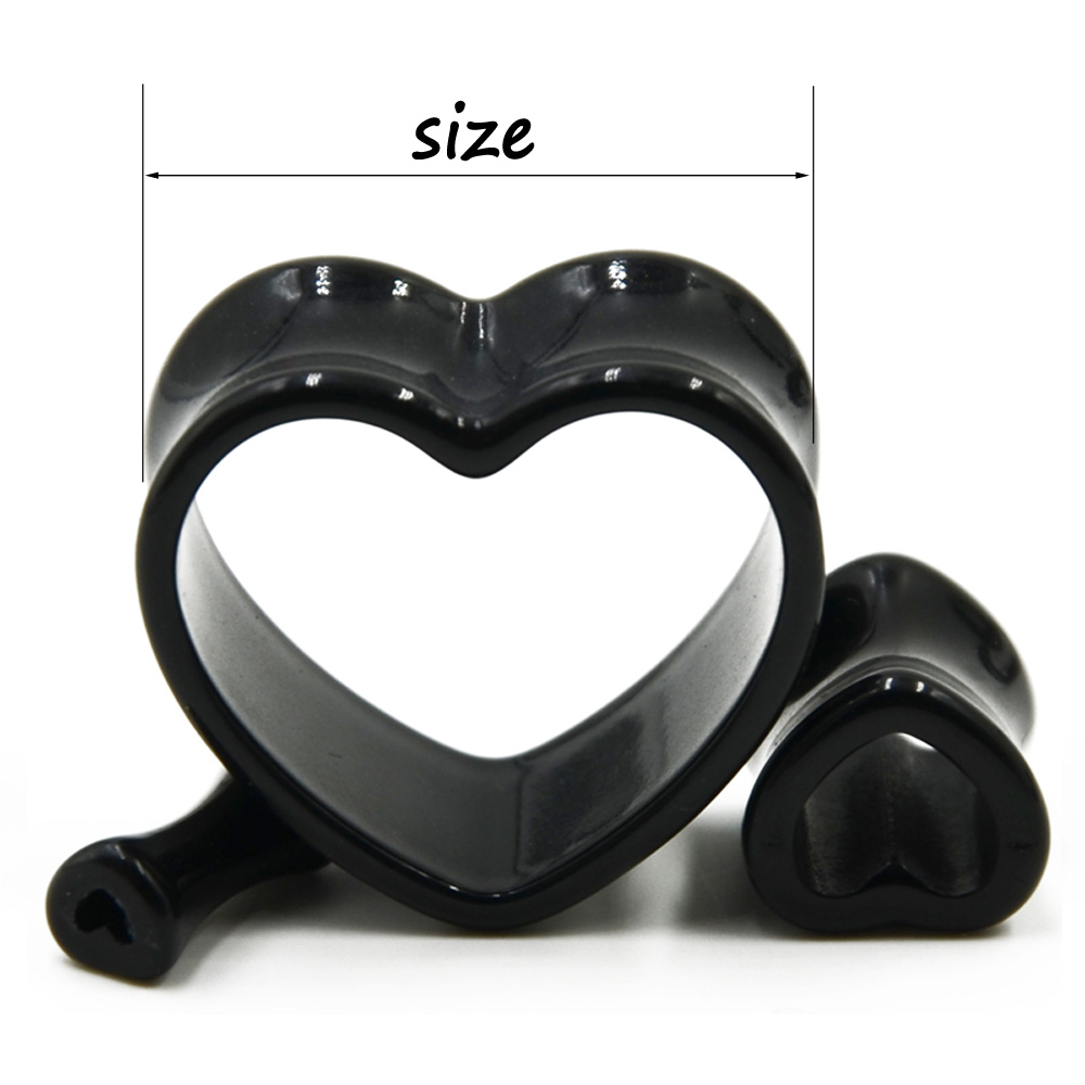 Acrylic Love Black White Heart - Body Jewelry Ear Gauges 评论和价格