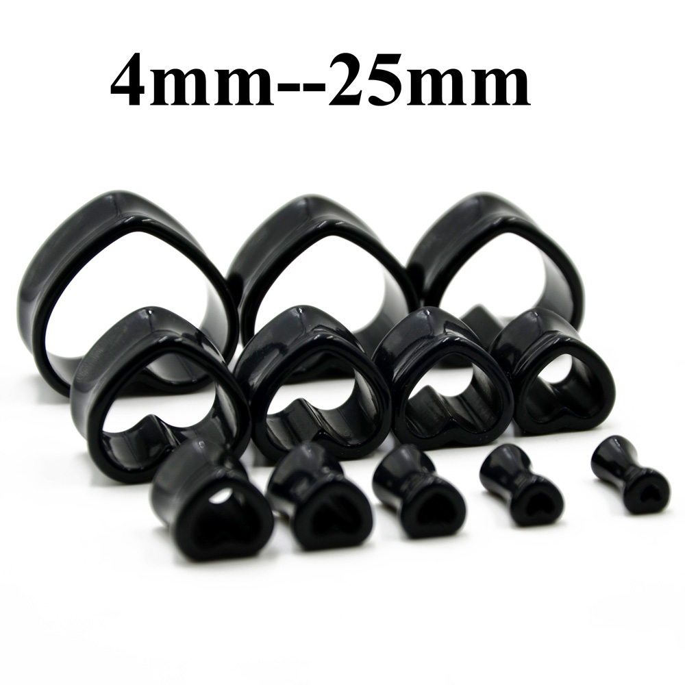 Acrylic Love Black White Heart - Body Jewelry Ear Gauges 评论和价格