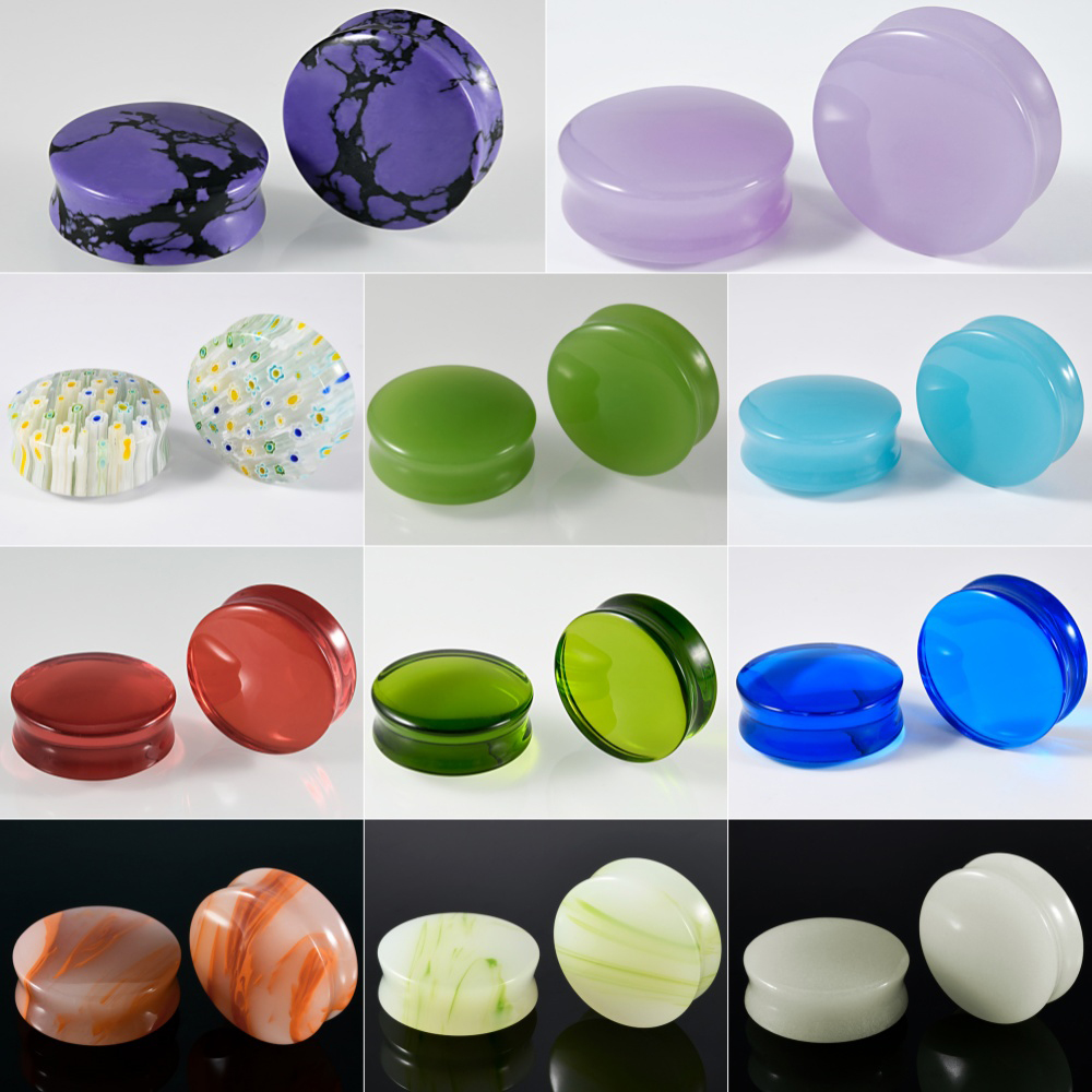 1/2/22PCS Glass&Stone Round Ea - Body Jewelry Ear Gauges 评论和价格