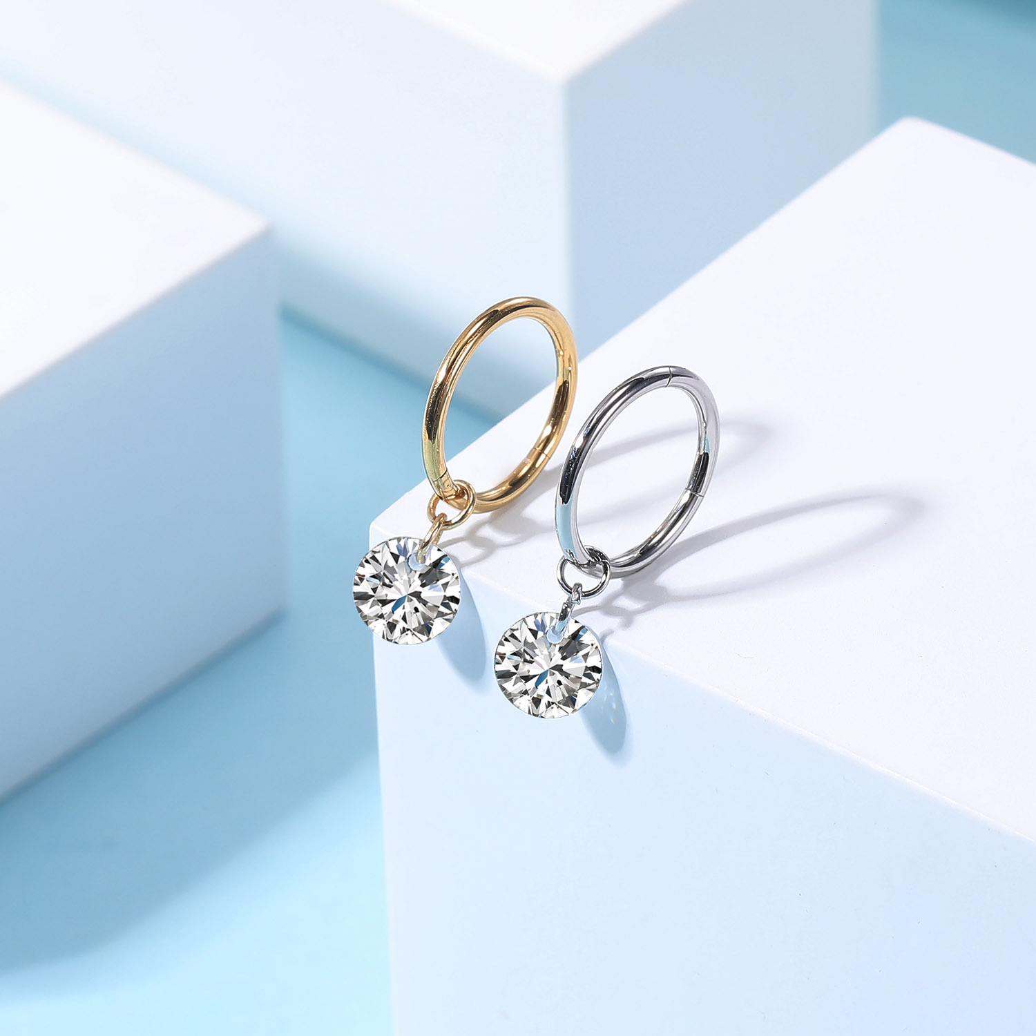 ZS 16G Gold Color Hoop Belly R - Body Jewelry Real Gold 评论和价格