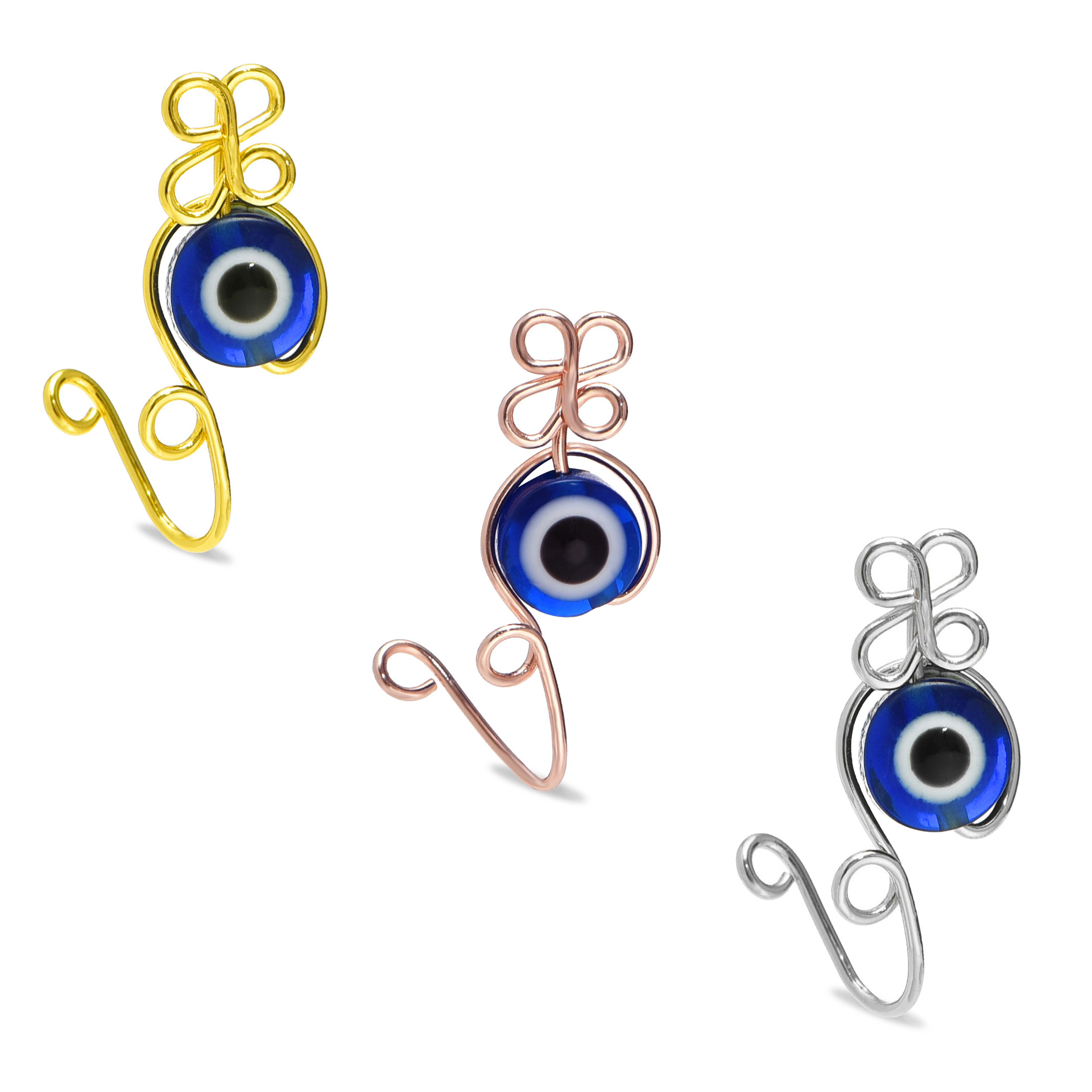 Evil Eye Nose Ring Handmade Co - Body Jewelry Real Gold 评论和价格