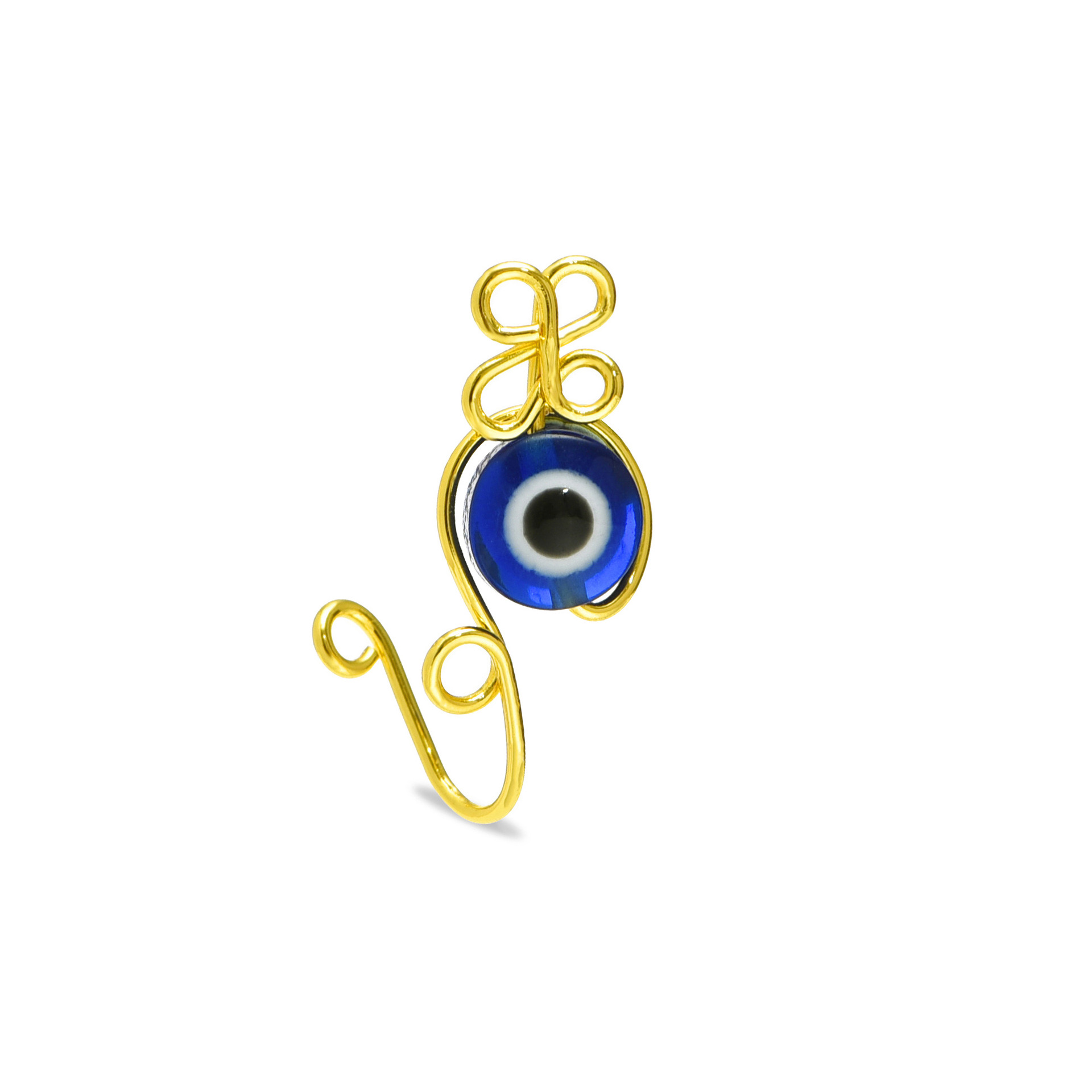 Evil Eye Nose Ring Handmade Co - Body Jewelry Real Gold 评论和价格