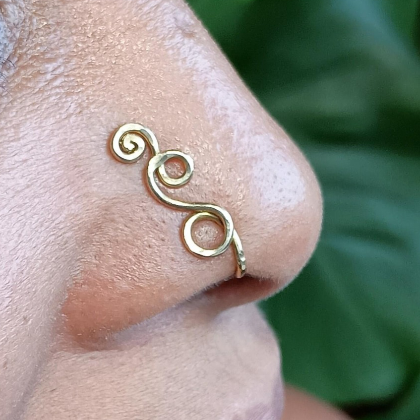 Faux Piercing Ring 14K Gold Fi - Body Jewelry Hypoallergenic 评论和价格