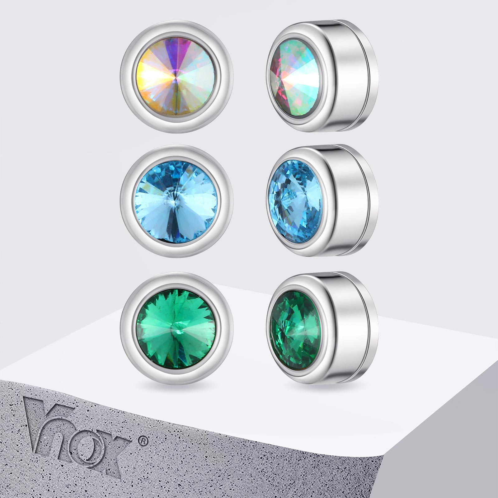 Vnox Magnetic Zircon Stud Earr - Body Jewelry Hypoallergenic 评论和价格