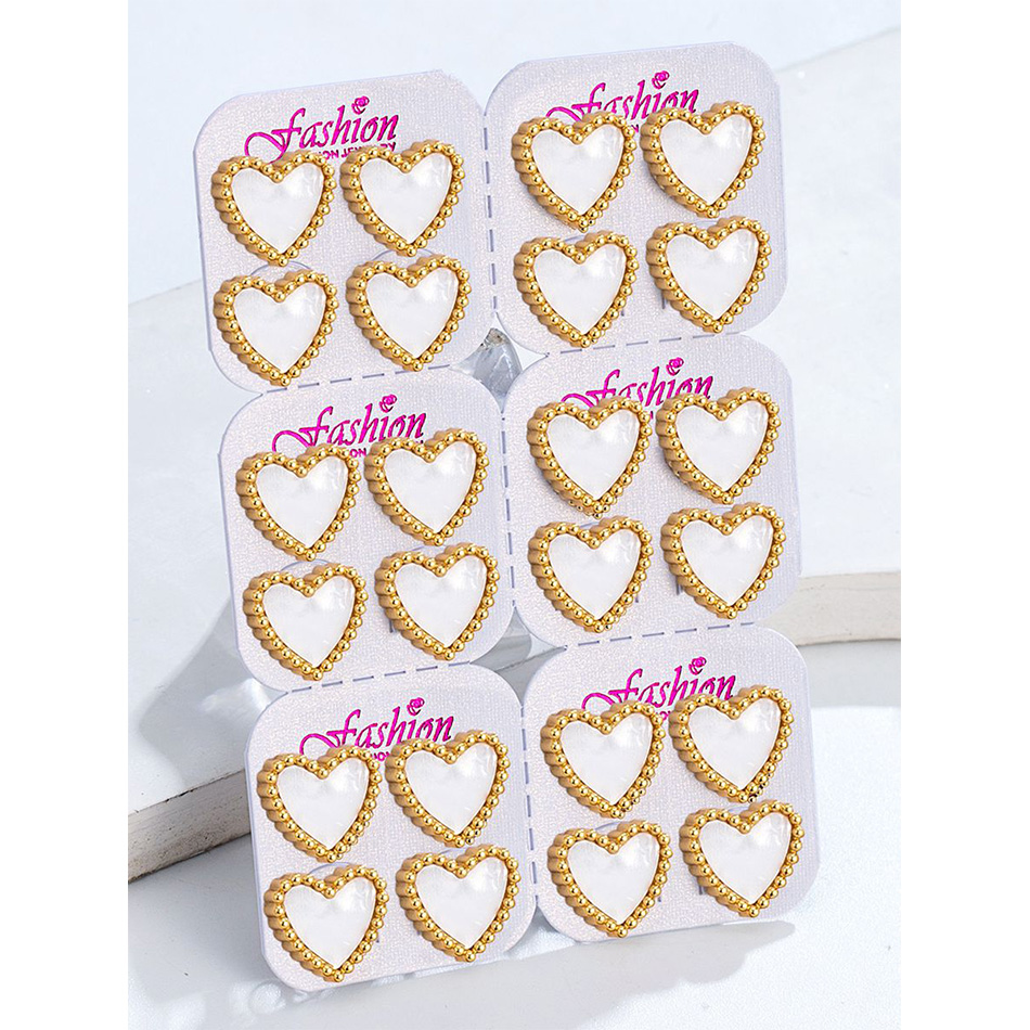 12 Pairs Lot Heart Stud Earrin - Body Jewelry Hypoallergenic 评论和价格