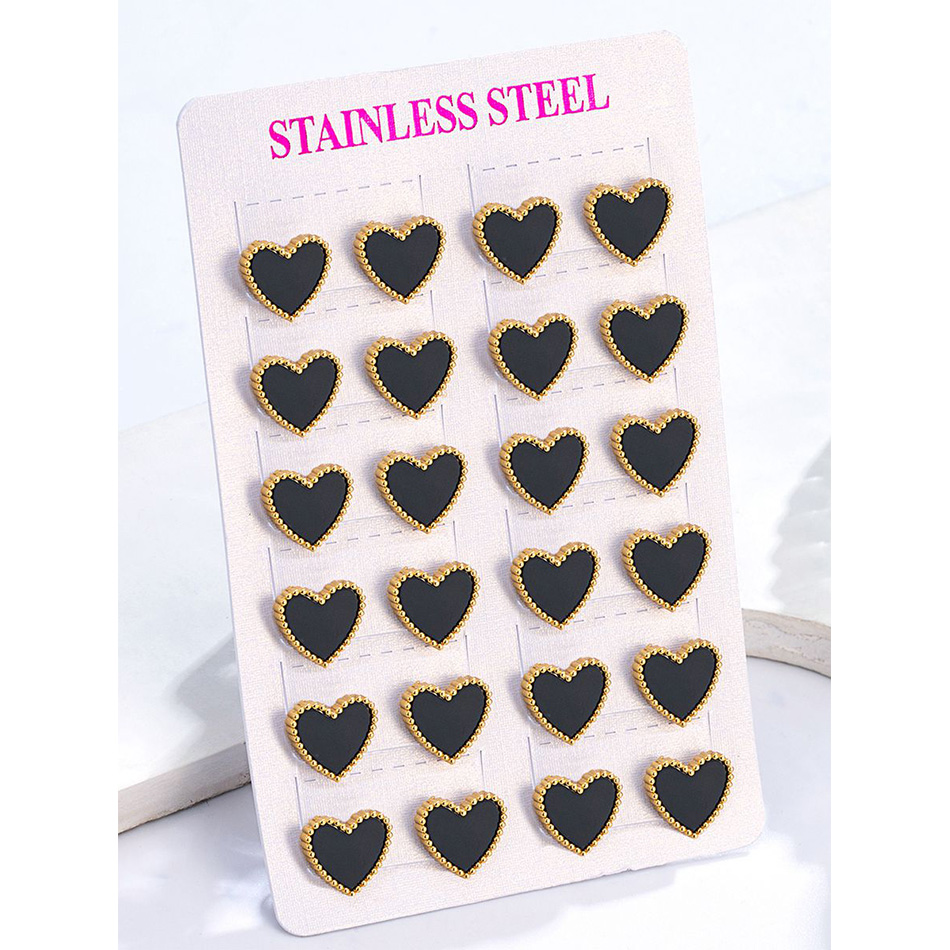 12 Pairs Lot Heart Stud Earrin - Body Jewelry Hypoallergenic 评论和价格