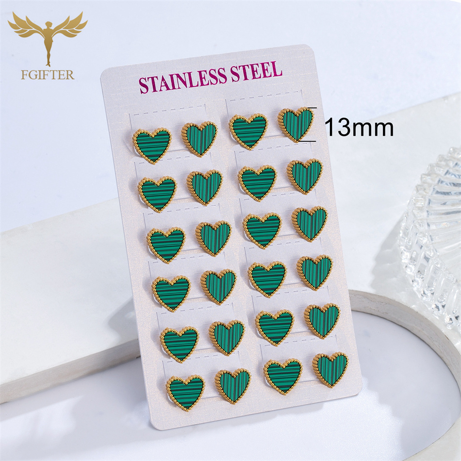 12 Pairs Lot Heart Stud Earrin - Body Jewelry Hypoallergenic 评论和价格