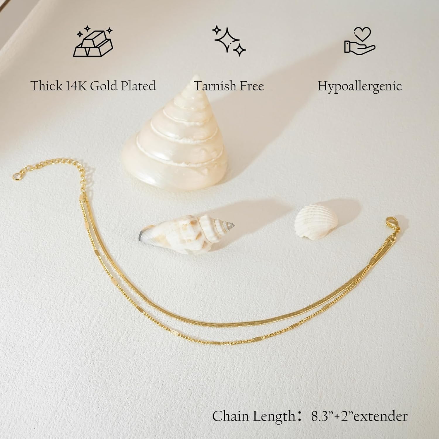 Ankle Bracelets for Women 14k  - Body Jewelry Real Gold 评论和价格