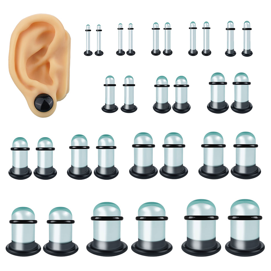 2pcs Glass Ear Gauges Stretchi - Body Jewelry Ear Gauges 评论和价格
