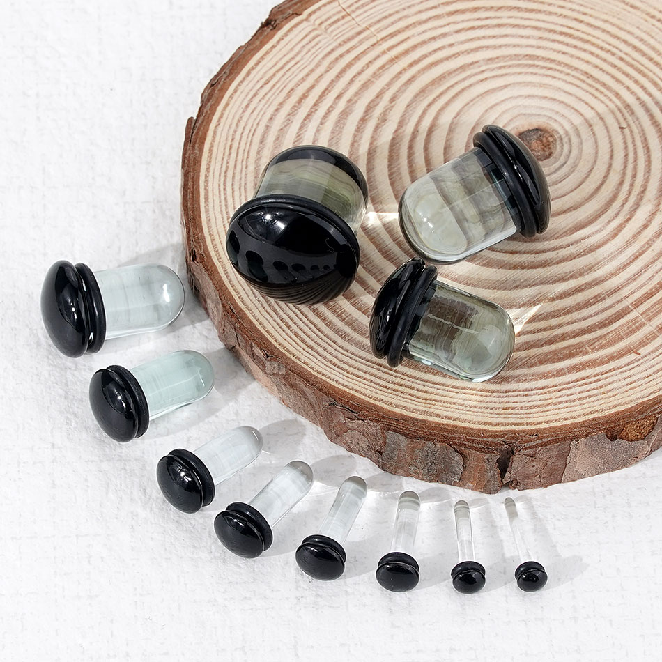 2pcs Glass Ear Gauges Stretchi - Body Jewelry Ear Gauges 评论和价格