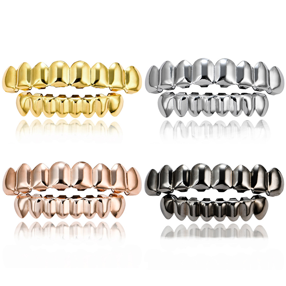 Hip Hop Gold Braces Upper Teet - Body Jewelry Real Gold 评论和价格