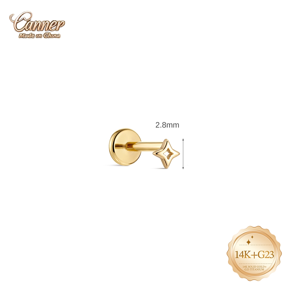 CANNER 14K Solid Gold Hollow S - Body Jewelry Hypoallergenic 评论和价格