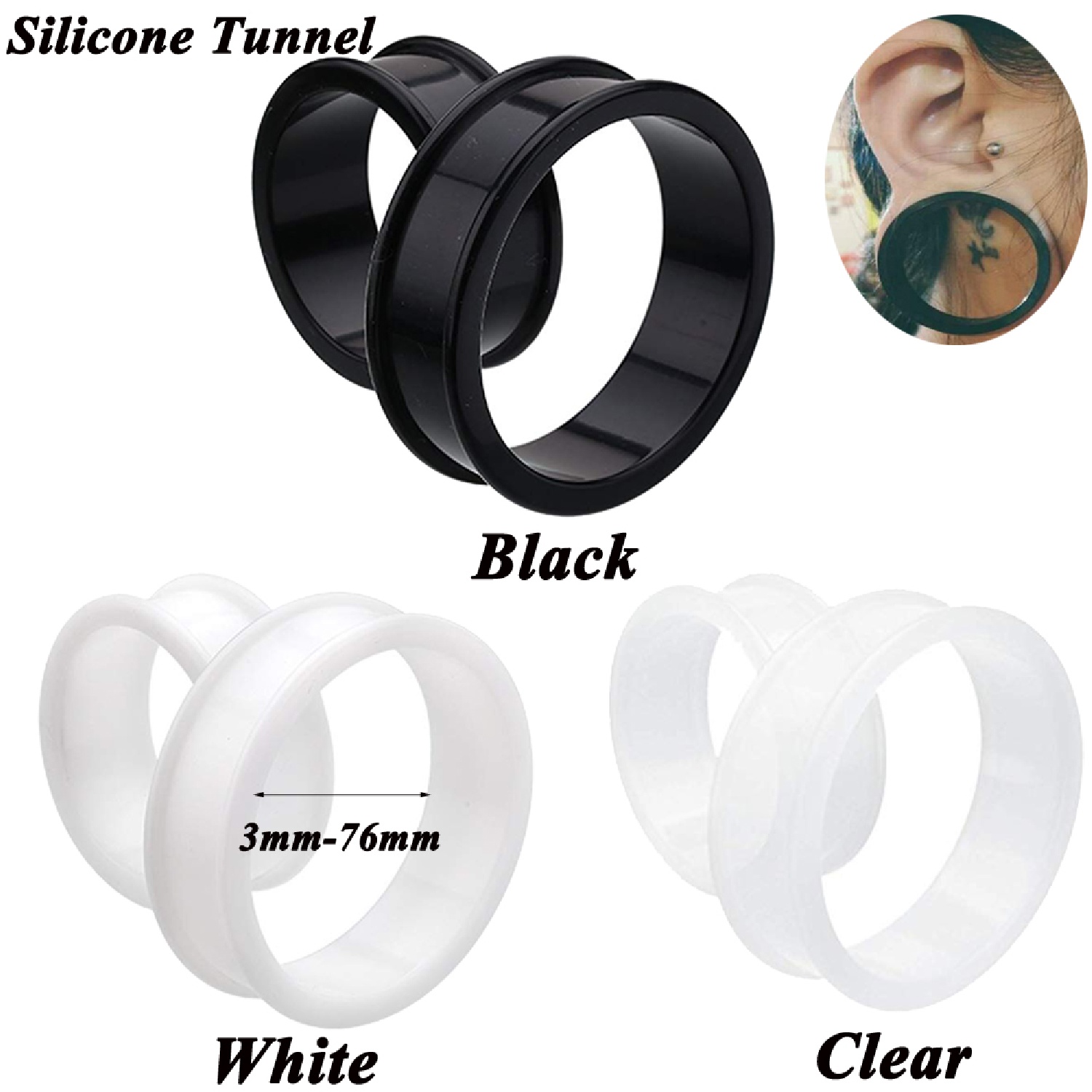 2pcs Supersize Flexible Silico - Body Jewelry Ear Gauges 评论和价格