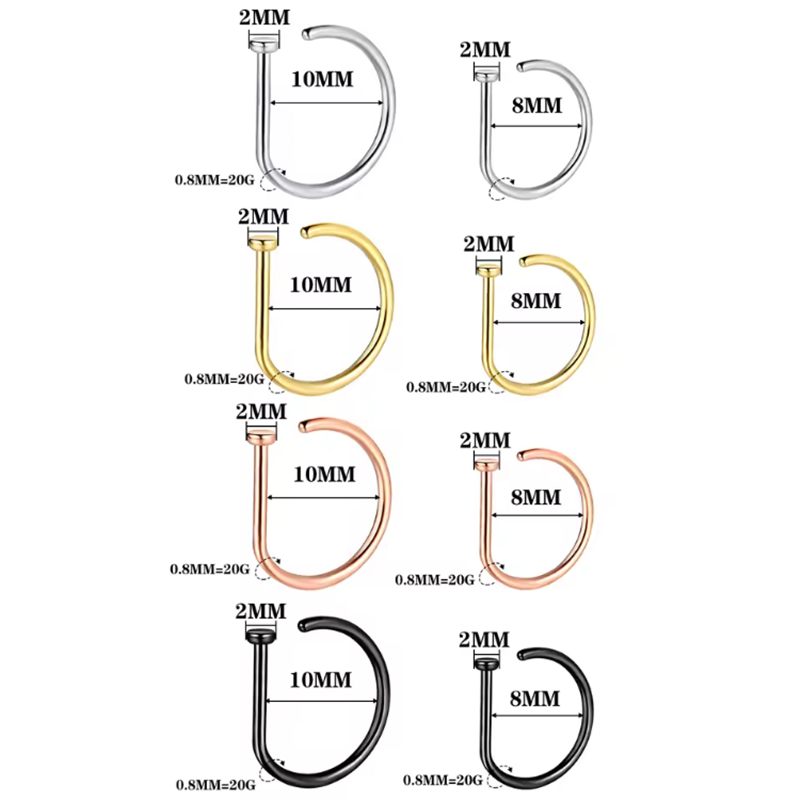 Nose Ring Screw Hoop Hypoaller - Body Jewelry Hypoallergenic 评论和价格