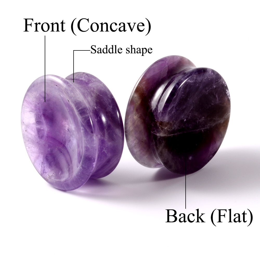 Pair Stone Ear Gauges Double F - Body Jewelry Ear Gauges 评论和价格
