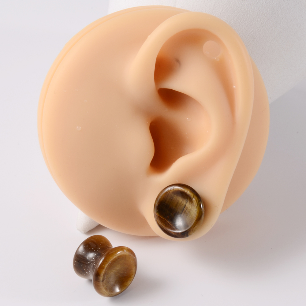 Pair Stone Ear Gauges Double F - Body Jewelry Ear Gauges 评论和价格