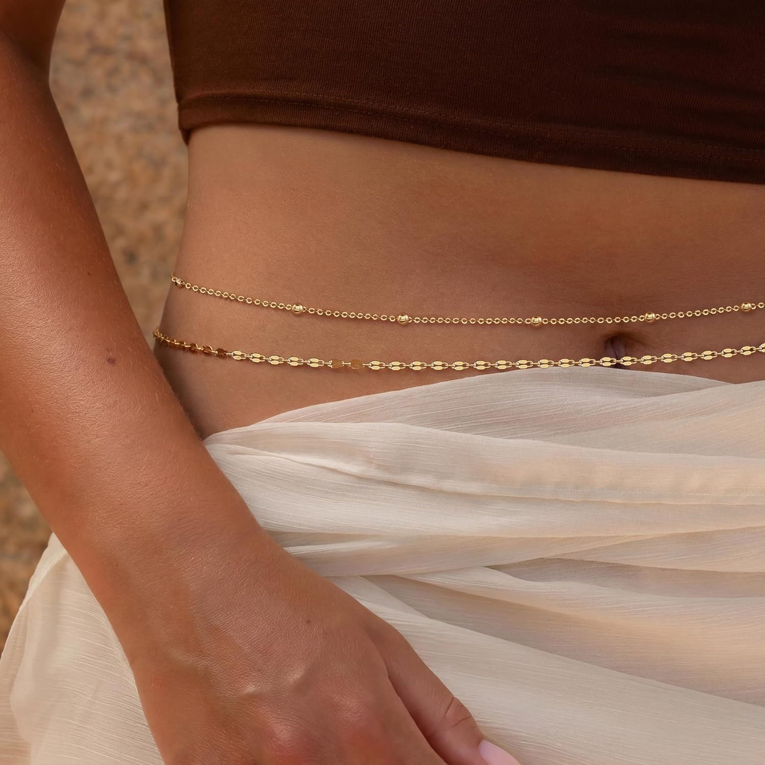 14K Gold Plated Waist Chain Wo - Body Jewelry In Bulk 评论和价格