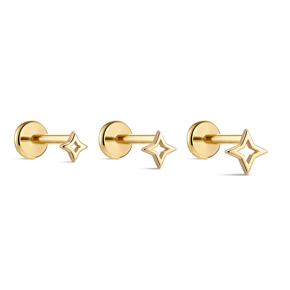 ROXI 1PC 5/6/8mm 14K Solid Gol - Body Jewelry Hypoallergenic 评论和价格