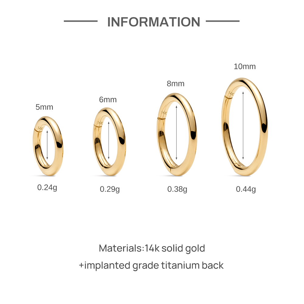 CANNER 1PC 14K Solid Gold 5/6/ - Body Jewelry Hypoallergenic 评论和价格